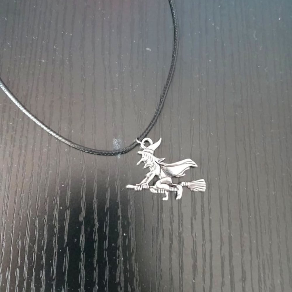 5/$35- Silver Witch Pendant Necklace